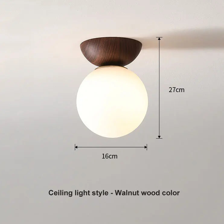 Modern Nordic Glass Ball Ceiling & Pendant Light with Wood Finish