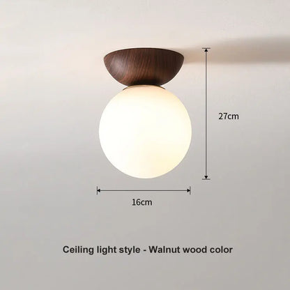 Modern Nordic Glass Ball Ceiling & Pendant Light with Wood Finish