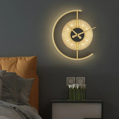 Lunaris Post-Modern LED Wall Lamp with Integrated Clock