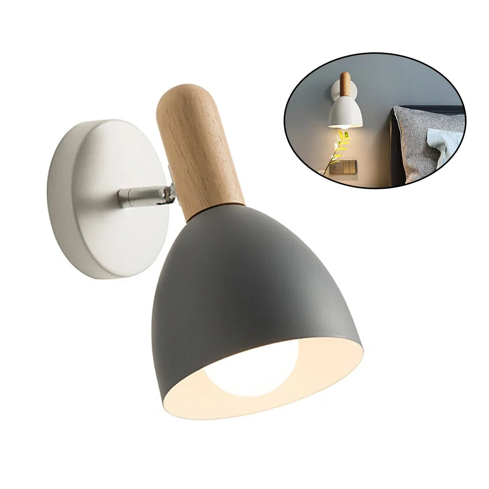 Nordic Wooden Wall Lamp | Adjustable Bedside Reading Light
