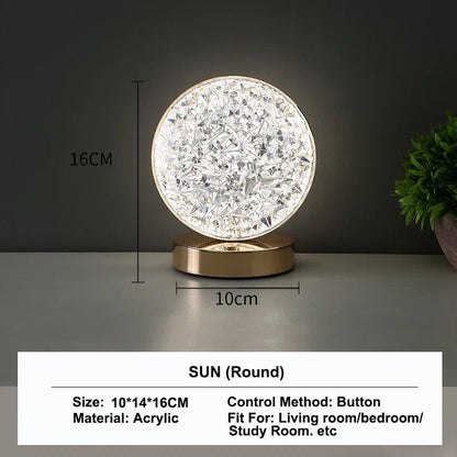 Stellora | 3D Crystal LED Night Light with Rechargeable Touch-Dimming Lamp