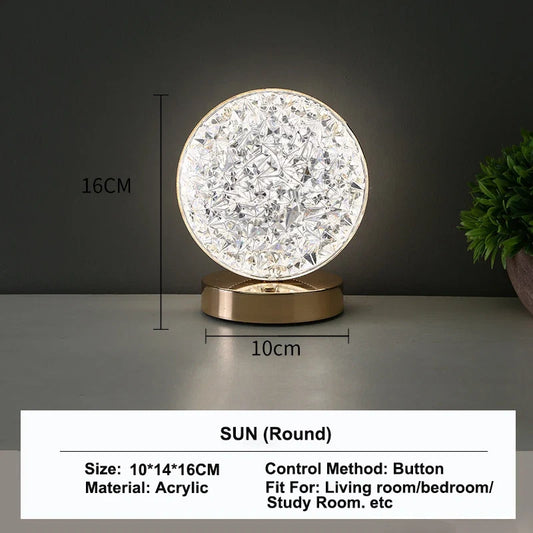 Stellora | 3D Crystal LED Night Light with Rechargeable Touch-Dimming Lamp