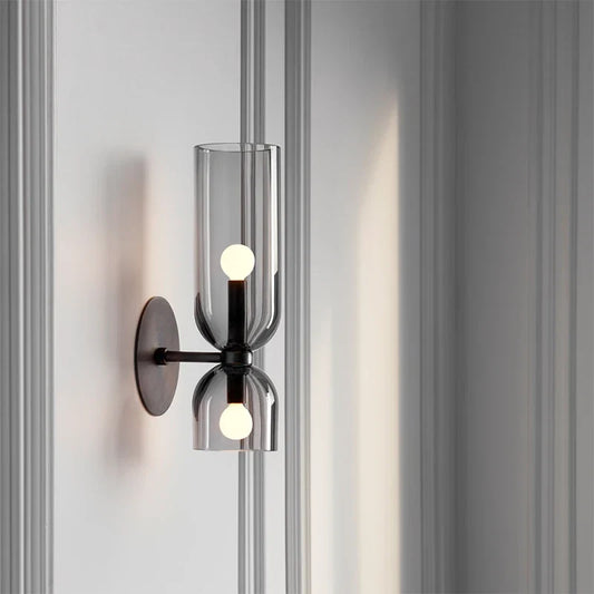 Nordic Glass Wall Lamp with Smoked Tube Design