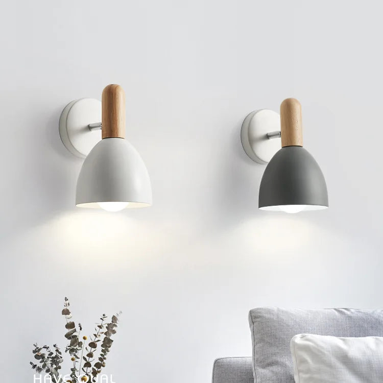 Nordic Wooden Wall Lamp | Adjustable Bedside Reading Light