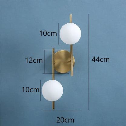 Astra Wall Light | Modern Dual-Globe Gold Fixture