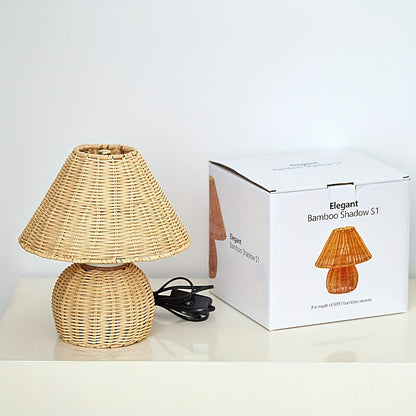 Bamboo Woven Desk Lamp | USB-Powered Boho Ambient Accent Light
