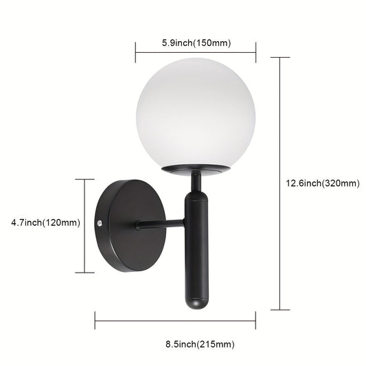 Modern Glass Globe Wall Sconce with Polished Metal Semi-Flush Mount Design