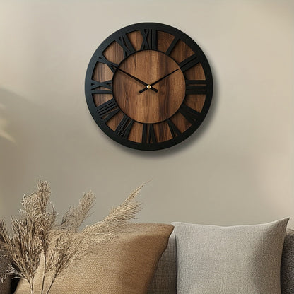 Vintage Wooden Wall Clock with Elegant Roman Numeral Design