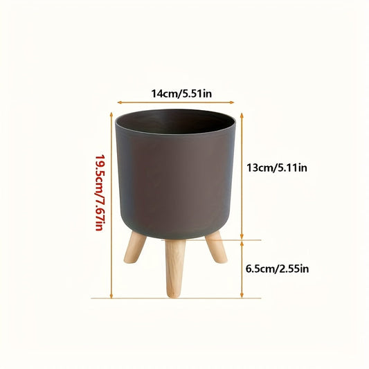 Modern Round Planter with Wooden Legs | Stylish Indoor & Outdoor Decorative Plant Pot