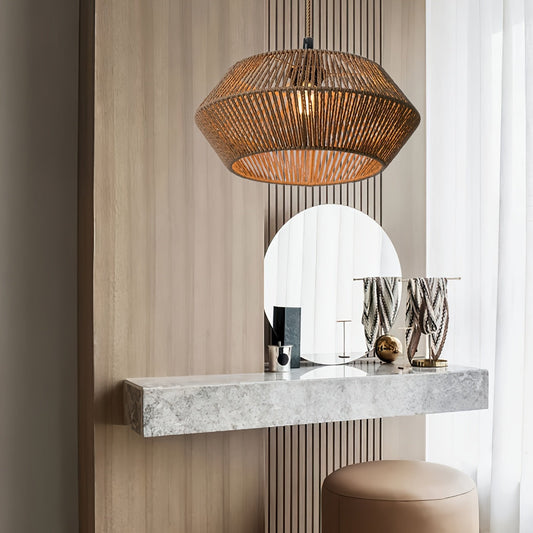 Handwoven Paper Rope Pendant Light Shade | Modern Natural Style