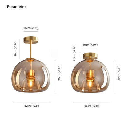 Vintage Bubble Glass Ceiling Light | Retro Amber Pendant Lamp