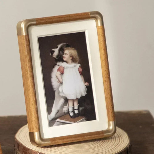 Brooks Vintage Wood & Brass Tabletop Photo Frame