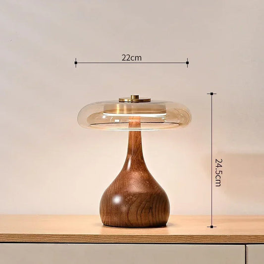 Andi Glass Table Lamp | Elegant Modern Brass & Wood Accent Light