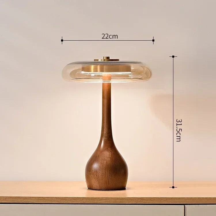 Andi Glass Table Lamp | Elegant Modern Brass & Wood Accent Light