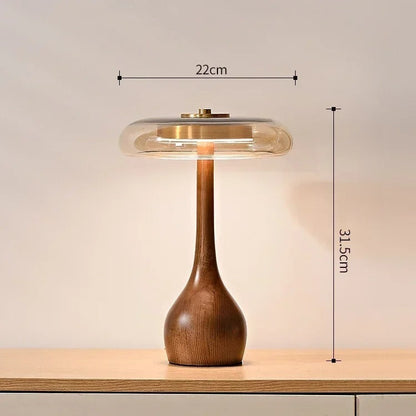 Andi Glass Table Lamp | Elegant Modern Brass & Wood Accent Light